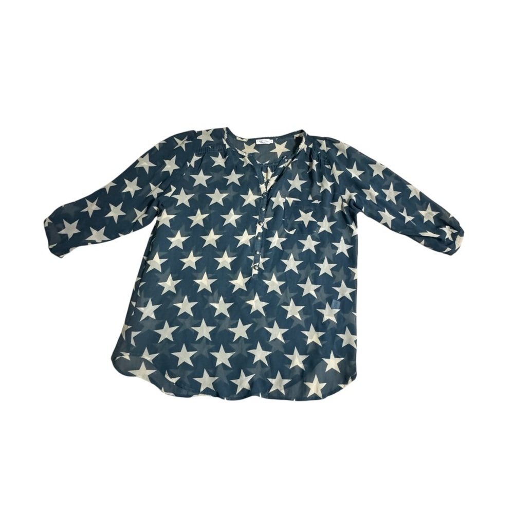 Tasha Polizzi Navy and White Star Blouse